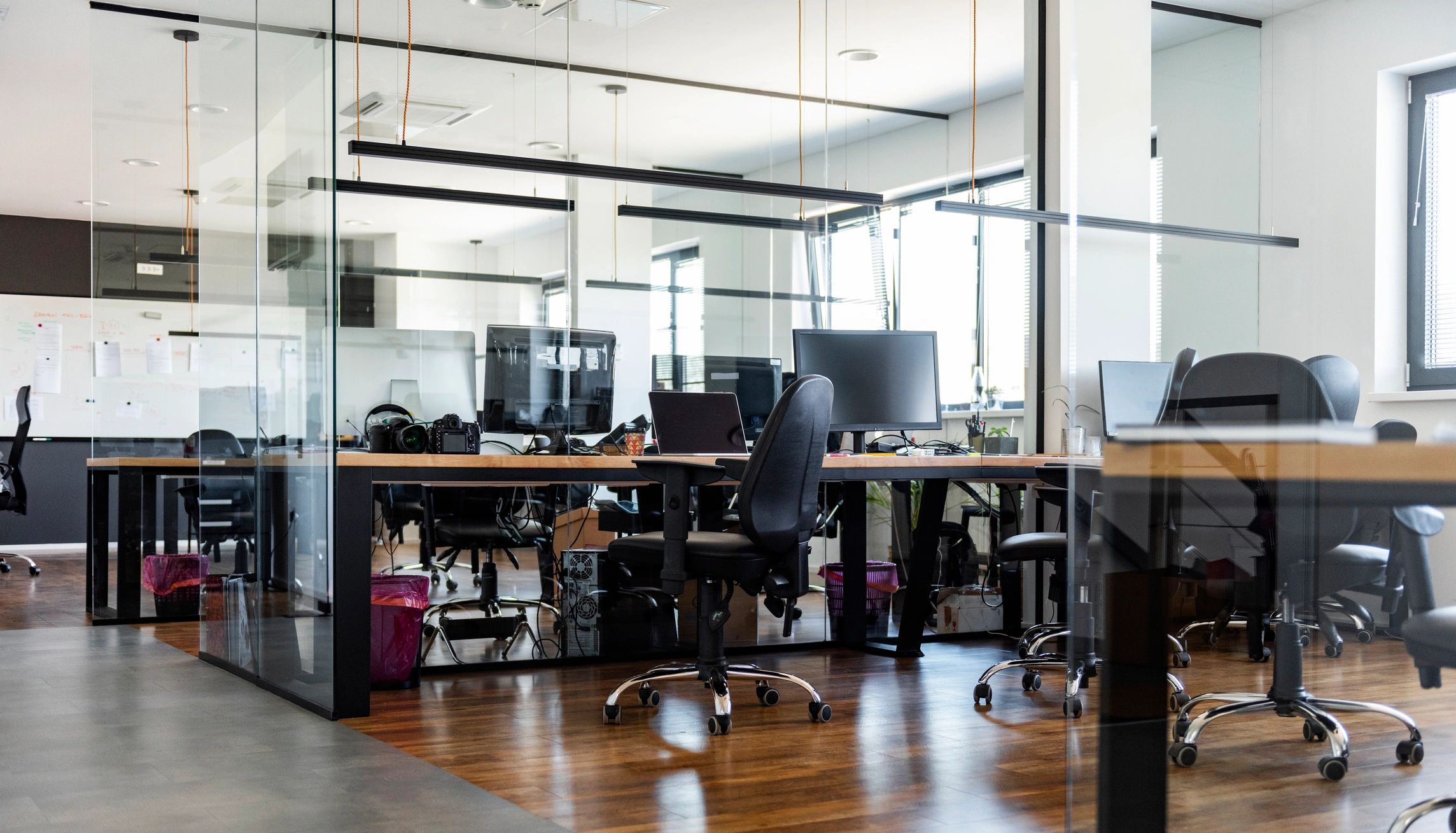 Modern office technology environment representing layered protection